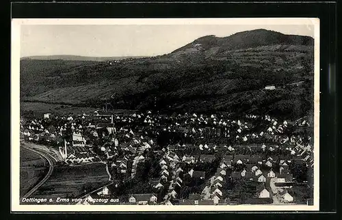 AK Dettingen a. Erms, Gesamtansicht, Flugzeugaufnahme