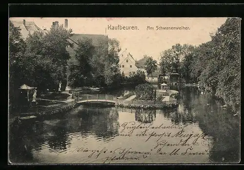 AK Kaufbeuren, am Schwanenweiher