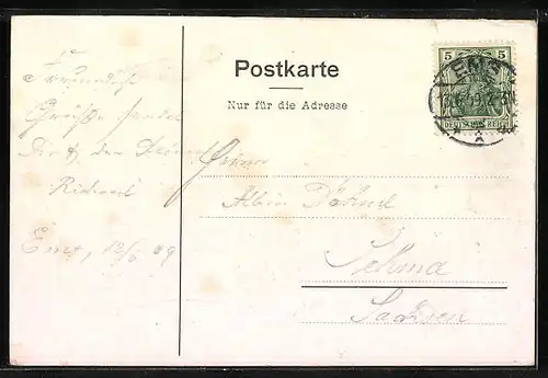 Passepartout-AK Bad Ems, Gesamtansicht, Krone