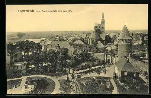 AK Tangermünde, Blick vom Denkmalsplatz