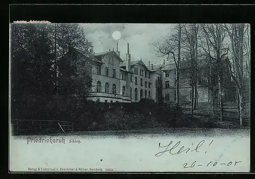 Mondschein-AK Friedrichsruh, am Schloss