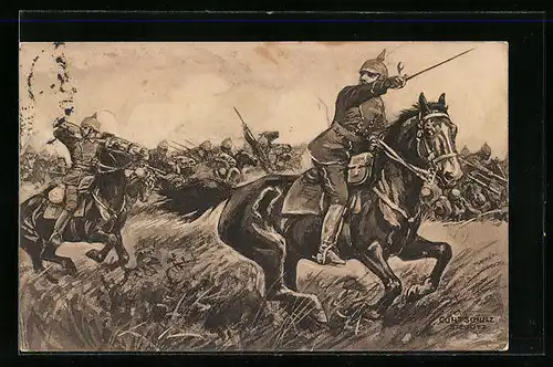 Künstler-AK Curt Schulz-Steglitz: Die siegreichen Deutschen bei Metz unter Kronprinz Rupprecht von Bayern