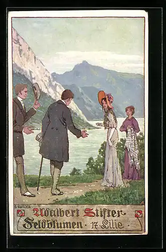 Künstler-AK Ernst Kutzer: Adalbert Stifter, Feldblumen, Lilie