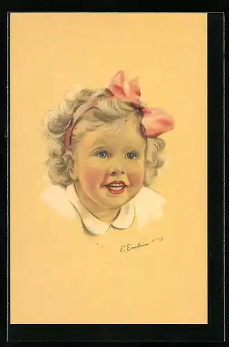 Künstler-AK sign. Evelein: Kleines Mädchen mit Schleife