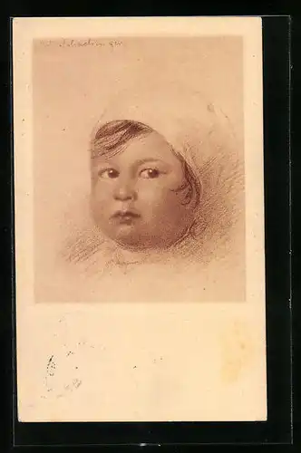 Künstler-AK Walter Schachinger: Kleines Kind mit Mütze