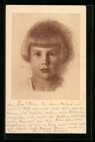 Künstler-AK Walter Schachinger: Mädchen mit Ponyfrisur