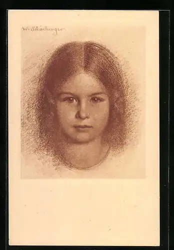 Künstler-AK Walter Schachinger: Mädchen mit glatten Haaren