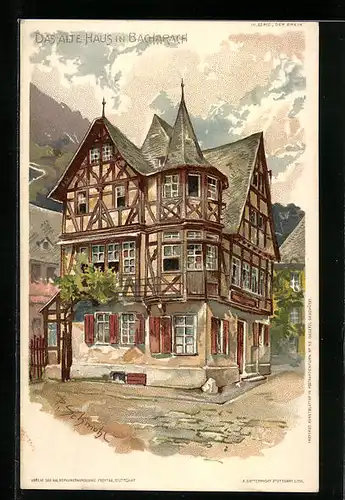 Künstler-AK P. Schmohl: Bacharach, Das alte Haus