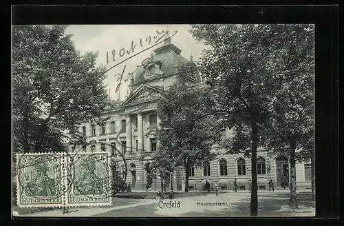 AK Crefeld, am Hauptpostamt