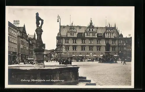 AK Coburg, Marktplatz mit Regierung