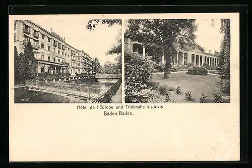 AK Baden-Baden, Hotel de l'Europe und Trinkhalle