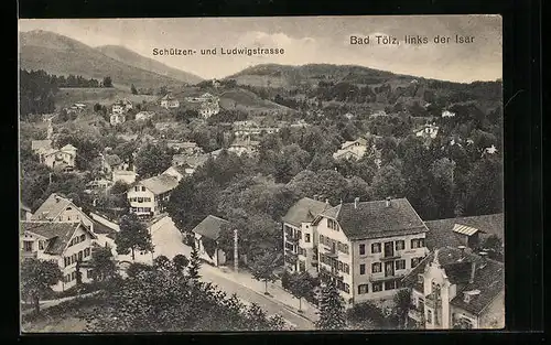 AK Bad Tölz, Blick auf Schützen- und Ludwigstrasse