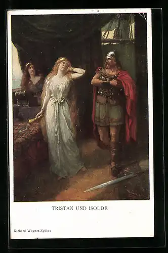 AK Szene aus Tristan und Isolde, Sage