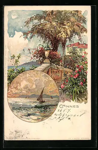 Künstler-AK Manuel Wielandt: Cannes, Panorama, L`Estérel