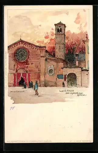 Künstler-AK Manuel Wielandt: Lugano, Sta Maria degli Angioli