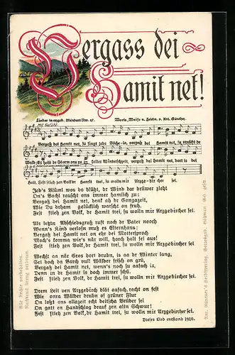 Lied-AK Anton Günther Nr. 47: Vergass dei Hamit net!, Ortspartie