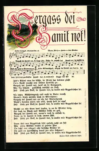 Lied-AK Anton Günther Nr. 47: Vergass dei Hamit net!, Ortspartie