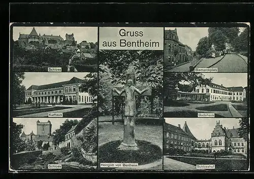 AK Bentheim, Kurhaus, Bismarckplatz, Schloss, Hergott von Bentheim