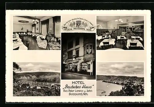 AK Boppard / Rhein, Hotel Deutsches Haus, Oberstrasse 85, Ortsansicht aus der Vogelschau