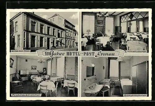 AK Gronau, Hotel zur Post mit Fremdenzimmer und Speisezimmer