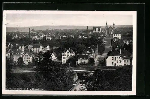 AK Ludwigsburg, Totalansicht mit Villenviertel