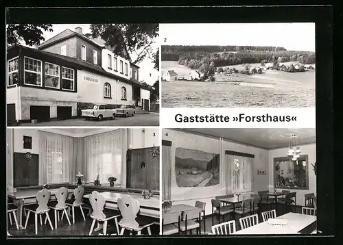 AK Lengefeld-Vorwerk, Gaststätte Forsthaus, Aussenansicht, Blick auf Vorwerk, Bauernstube