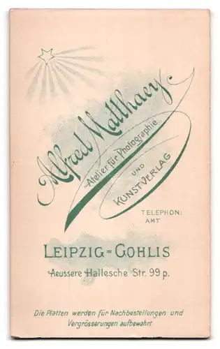 Fotografie Alfred Matthaey, Leipzig-Gohlis, Aeussere Hallesche Str. 99 p., Gutbürgerliche Frau im Kleid