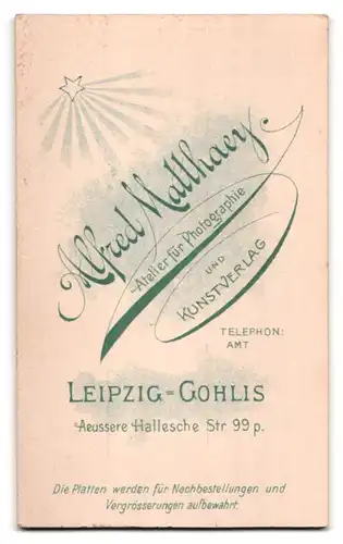 Fotografie Alfred Matthaey, Leipzig-Gohlis, Aeussere Hallesche Str. 99 p., Junge Dame im hellen Kleid