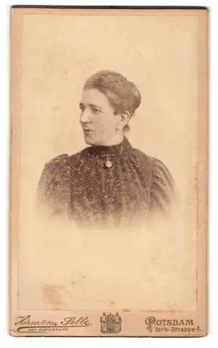 Fotografie Hermann Selle, Potsdam, York-Str. 4, Bürgerliche Frau in hochgeschlossenem Kleid