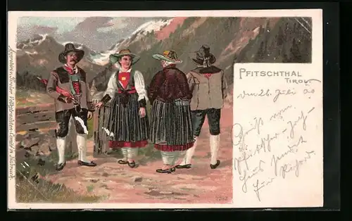 Künstler-AK Südtiroler in Tracht aus dem Pfitschthal