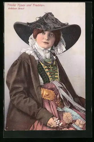 AK Grödner Braut in Tracht