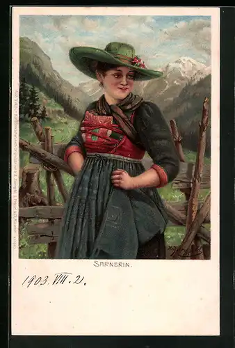 AK Hübsche Sarnerin in Tracht