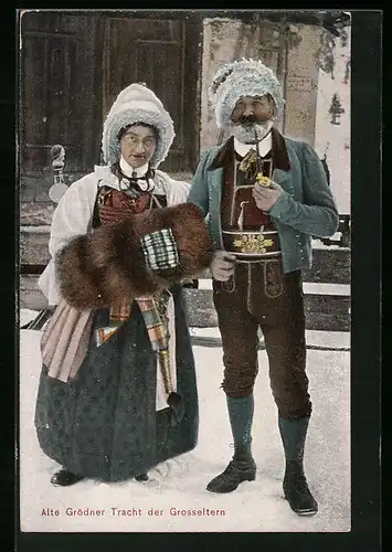 AK Alte Grödner Tracht der Grosseltern