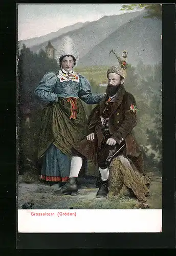AK Gröden, Grosseltern in alter Tracht