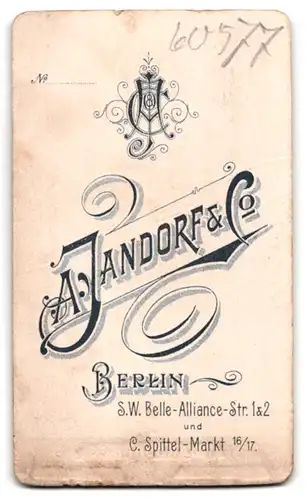 Fotografie A. Jandorf & Co., Berlin, Belle-Alliance-Str. 1&2, Niedliches Kleinkind in Matrosenkleid