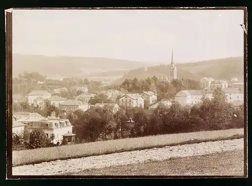 Fotografie Brück & Sohn Meissen, Ansicht Bad Elster, Blick auf die Stadt mit Hotel König Johann, 1899