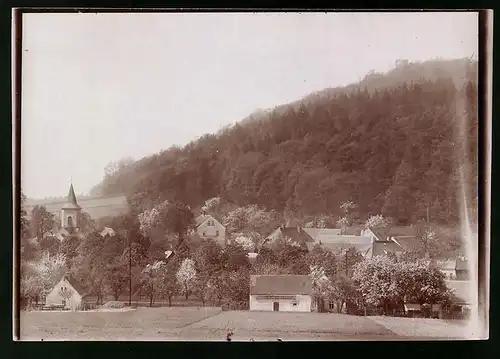 Fotografie Brück & Sohn Meissen, Ansicht Collmberg, Blick auf den Ort mit dem Collmberg