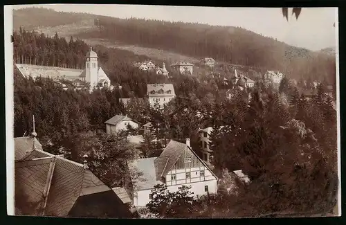 Fotografie Brück & Sohn Meissen, Ansicht Kipsdorf / Erzg., Blick in den Ort mit Häusern und Kirche