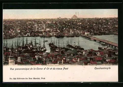 AK Constantinople, Vue panoramique de la Corne d`Or et du vieux Pont