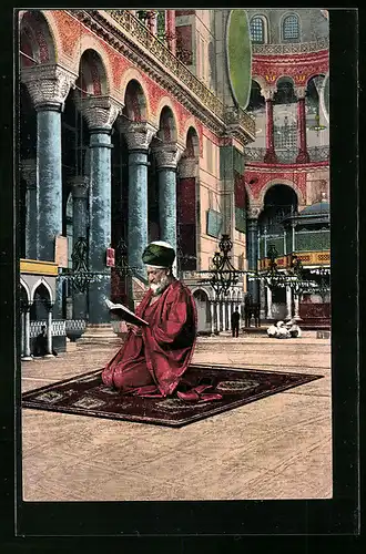 AK Constantinople, Interieur de Ste. Sophie, türkischer Imam