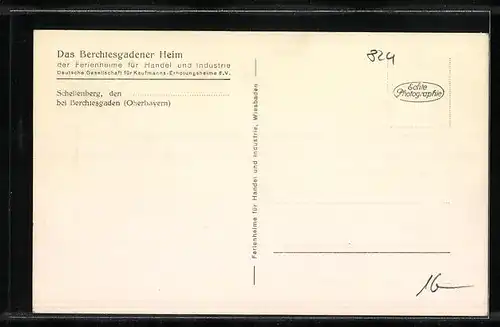 AK Schellenberg, Berchtesgadener Heim der Ferienheime für Handel und Industrie