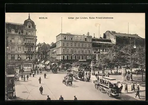 AK Berlin, Unter den Linden Ecke Friedrichstrasse