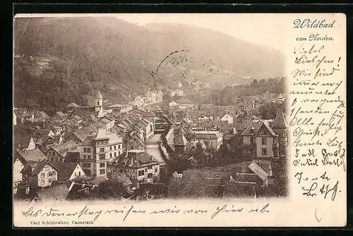 AK Wildbad, Totale von Norden aus gesehen