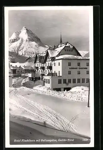 AK Galtür, Hotel Fluchthorn mit Ballunspitze