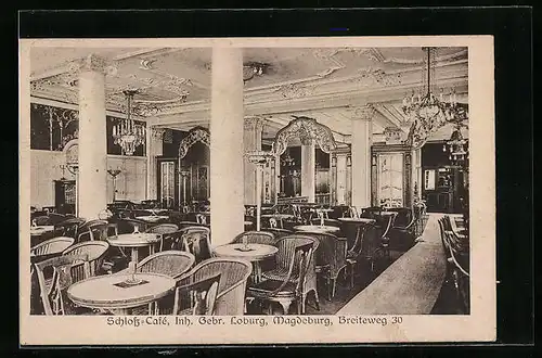 AK Magdeburg, Schloss-Cafe, Breiteweg 30, Innenansicht