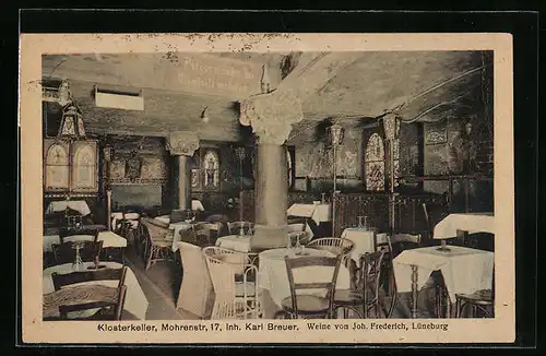 AK Berlin-Pichelsberg, Gasthaus Klosterkeller, Mohrestr. 17, Innenansicht