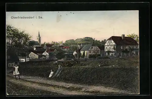 AK Oberfriedersdorf i. Sa., Strassenpartie, Teilansicht