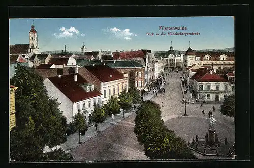 AK Fürstenwalde, Blick in die Münchebergerstrasse