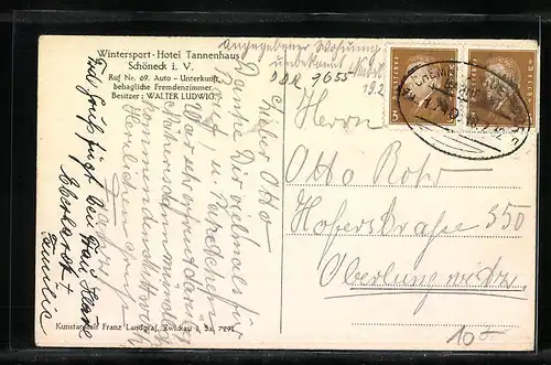 AK Schöneck i. V, Gasthaus Tannenhaus