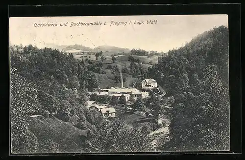 AK Freyung /Bay., Carbidwerk und Buchbergmühle aus der Vogelschau